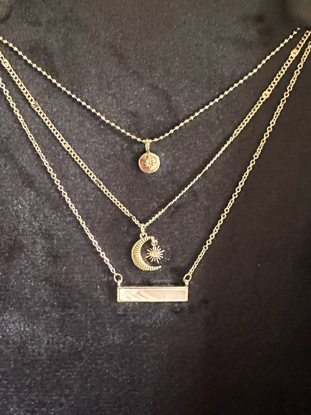 14K Gold Flash-Plated 3-Piece Celestial Layered Pendant Set